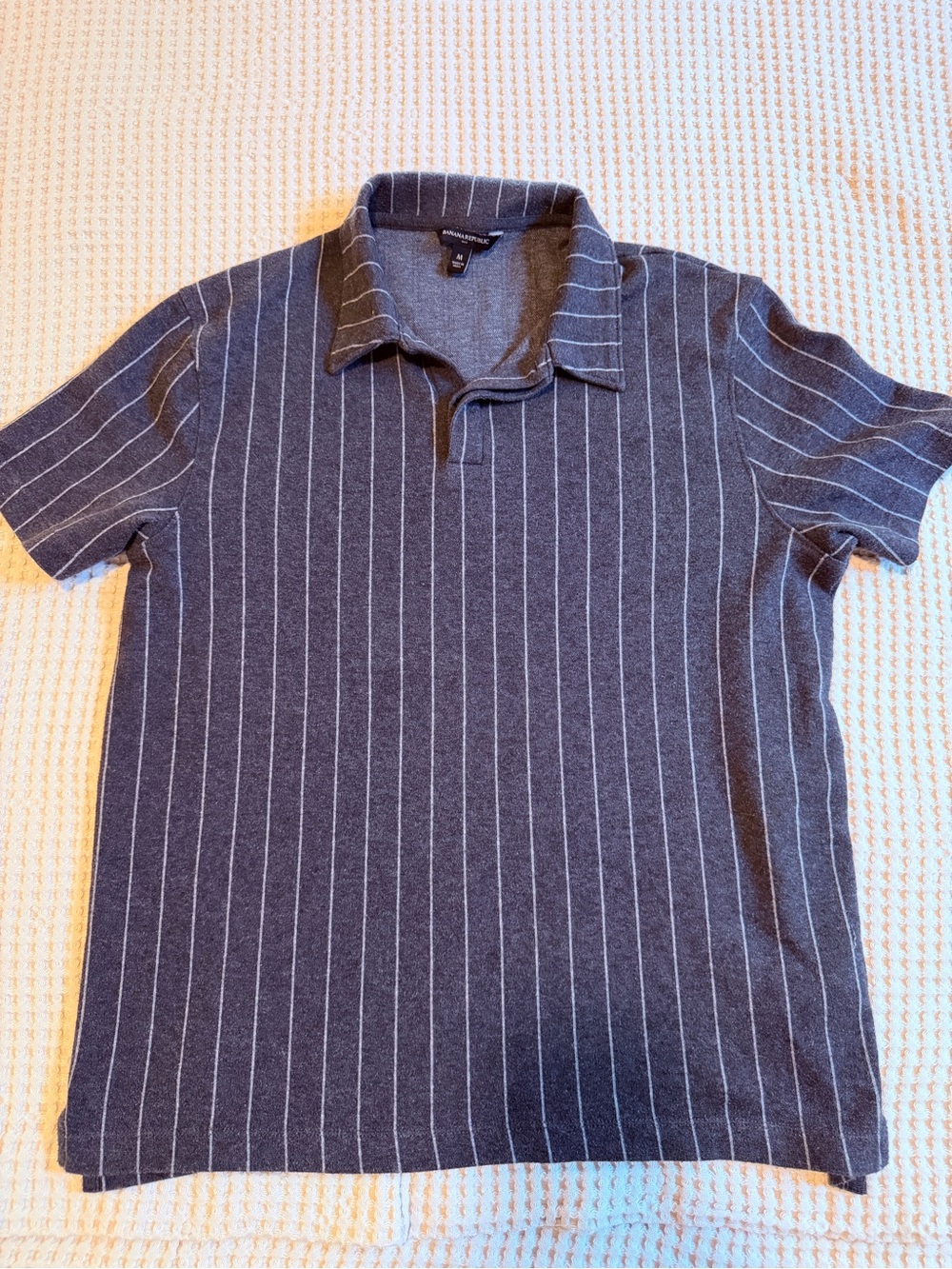 Banana Republic Men’s charcoal Striped Polo Sweater